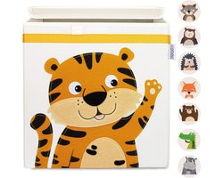Storage Box For Children's Bedrooms, Practical Toy Box With Lid And Handles, Toy Box For Storing In The Kallax Shelf, Forest Animal Motifs For Children, 33 x 33 x 33 cm