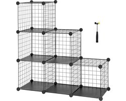Storage Cabinet Mesh Shelf 6 Modular Cubes Bathroom Children's Room Living Room Books Clothes Shoes 63x31x93cm Black