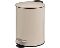 Storage Soltions kleine pedaalemmer - metaal - beige - 3 liter - 16 x 25 cm - Badkamer/toilet
