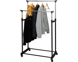 Storage solutions Huismerk Mobiel Dubbel Kledingrek Met Wielen - 86x42x170cm