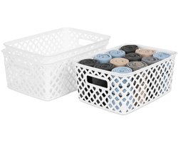 Storage Solutions Kast Opbergmand - 3x - van kunststof - wit - 19 x 25 x 10 cm - 4 liter - organizer box