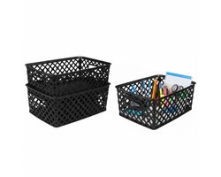 Storage Solutions Kast Opbergmand - 3x - van kunststof - zwart - 19 x 25 x 10 cm - 4 liter - organizer box