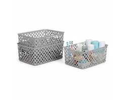 Storage Solutions Kast Opbergmand - 4x - van kunststof - grijs - 19 x 25 x 10 cm - 4 liter - organizer box
