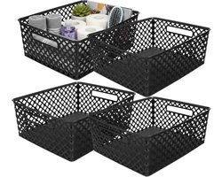 Storage Solutions Kast Opbergmand - 4x - van kunststof - zwart - 29 x 35 x 13 cm - 11 liter - organizer box