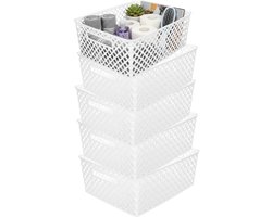 Storage Solutions Kast Opbergmand - 5x - van kunststof - wit - 29 x 35 x 13 cm - 11 liter - organizer box