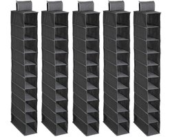 Storage Solutions kast organizer - hangend - 10 vakken - 30 x 15 x 120 cm - grijs - kleding opbergen - vakjes - kledingkast