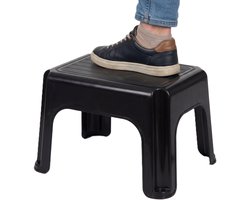 Storage Solutions Keuken krukje / opstapje - zwart - kunststof - L38 x B29 x H24 - anti-slip laag