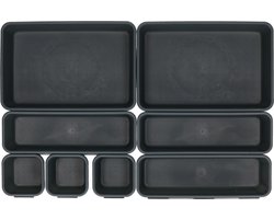 Storage Solutions Lade organizer - 8-delig - donkergrijs - kunststof - modulair - ladeverdeler