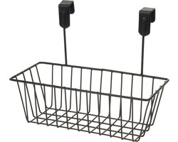Storage Solutions - Mandje met deurhaken - zwart - metaal 28 x 9,5 cm