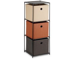 Storage Solutions Modern - Opbergrek met 3 Manden - Staand Rek - 100 cm Hoog - Metaal & Textiel - Mix Kleuren