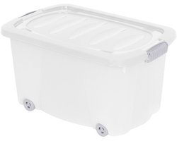 Storage Solutions Opberg box/doos met wieltjes - kunststof - 60 x 39 x 32 cm - met deksel - opruimen - organiseren