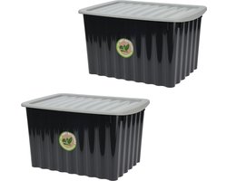 Storage Solutions Opbergdozen/organizers met deksel 2x stuks - kunststof - 27 L