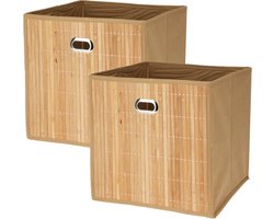 Storage Solutions Opbergmand/kastmand - 2x - 28 liter - naturel - 31 x 31 x 31 cm - Vakkenkast manden - opvouwbaar