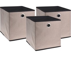 Storage Solutions Opbergmand/kastmand - 3x - 28 liter - beige - 30 x 30 x 30 cm - Vakkenkast manden