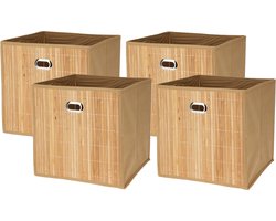 Storage Solutions Opbergmand/kastmand - 4x - 28 liter - naturel - 31 x 31 x 31 cm - Vakkenkast manden - opvouwbaar