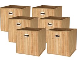 Storage Solutions Opbergmand/kastmand - 6x - 28 liter - naturel - 31 x 31 x 31 cm - Vakkenkast manden - opvouwbaar