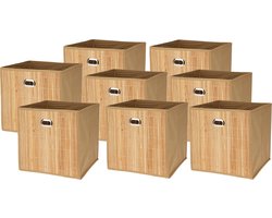 Storage Solutions Opbergmand/kastmand - 8x - 28 liter - naturel - 31 x 31 x 31 cm - Vakkenkast manden - opvouwbaar