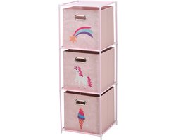 Storage solutions Opbergrek 3-laags - met manden - metaal - 35 x 35 x 102 cm - eenhoorn thema