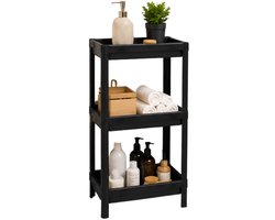 Storage Solutions Opbergrek keuken / badkamer - kunststof - zwart - 36 x 23 x 71 cm - met 3 containers