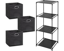 Storage Solutions Opbergrek Smartrack - met 3x mandjes stof - donker grijs - 34 x 104 cm