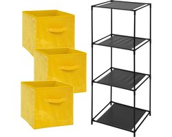 Storage Solutions Opbergrek Smartrack - met 3x mandjes stof - geel - 34 x 104 cm