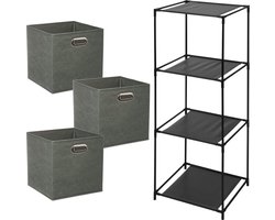 Storage Solutions Opbergrek Smartrack - met 3x mandjes stof - grijsgroen - 34 x 104 cm