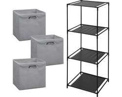 Storage Solutions Opbergrek Smartrack - met 3x mandjes stof - licht grijs - 34 x 104 cm