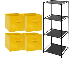 Storage Solutions Opbergrek Smartrack - met 4x mandjes stof - geel - 34 x 104 cm