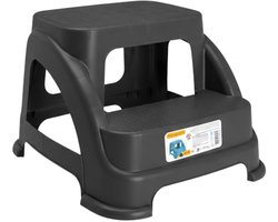 Storage Solutions opstapkrukje - 2 tredes - antraciet - kunststof - 43 x 37 x 28 cm - tot 150 kg - caravan opstapje - trapje