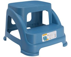 Storage Solutions opstapkrukje - 2 tredes - blauw - kunststof - 43 x 37 x 28 cm - tot 150 kg - caravan opstapje - trapje