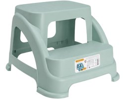 Storage Solutions opstapkrukje - 2 tredes - groen - kunststof - 43 x 37 x 28 cm - tot 150 kg - caravan opstapje - trapje