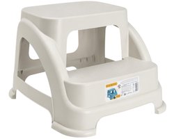 Storage Solutions opstapkrukje - 2 tredes - wit - kunststof - 43 x 37 x 28 cm - tot 150 kg - caravan opstapje - trapje