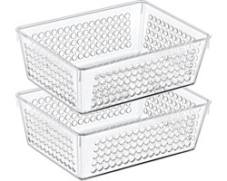 Storage Solutions Organizer/opbergmandje - 2x - kunststof - transparant - 1.2L - 18 x 13 x 6 cm