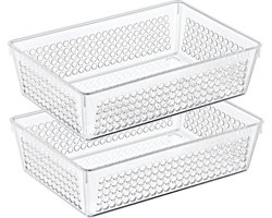 Storage Solutions Organizer/opbergmandje - 2x - kunststof - transparant - 2.3L - 23 x 15 x 6 cm