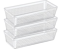 Storage Solutions Organizer/opbergmandje - 3x - kunststof - transparant - 1.9L - 26 x 11 x 6 cm