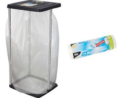 Storage solutions Staande vuilniszakhouder - zwart - 60L - incl. 15x stuks vuilniszakken