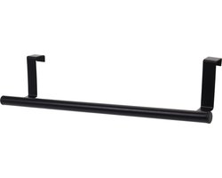 Storage Solutions theedoek / handdoekrek voor kastdeurtje - zwart - metaal - 37 cm