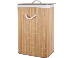 Storage Solutions Wasmand - bamboe hout - met deksel - naturel - 40 x 30 x 60 cm - 70 liter - opvouwbaar