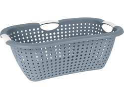 Storage Solutions wasmand - blauw - 26 liter - kunststof - 40 x 60 x 22 cm - Draagwasmand - met handvatten