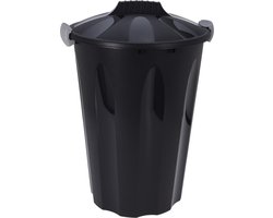 Storage Solutions wasmand met deksel - 40 liter - zwart - kunststof