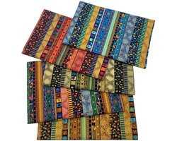 Store_8 - Katoenen stof - Etnisch patroon - Ideaal voor patchwork - 47 x 47 cm - Handwerk stof - Meerkleurig - Geschikt voor quilten