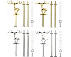 Store_9 - Etagère Stangen - Set van 4 - Goud en Zilver - Taartstandaard - Etagère voor Bruidstaart - Decoratief en Elegant