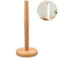 Store_9 - Keukenrolhouder - Houten papieren torenstandaard - Antislip pad - Zwart - Ronde papierrolhouder - Geschikt voor keuken en badkamer - 31 x...