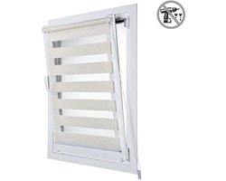 Storesdeco - EasyFix Duo rolgrodijnen, rolgordijn zonder boren, Linnen, 75x180 cm