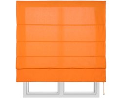 Storesdeco - Vouwgordijn met stokken, textiel doorschijnend rolgordijn Oranje, 90x175 cm