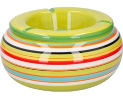 Storm Asbak - in mooie groene kleuren combinatie - D13 cm - Keramiek - Strepen