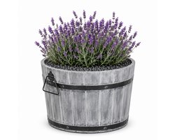 Storm Plantenbak Rond S - 37x26 cm - Geborsteld Grijs - Acaciahout FSC - voor Binnen, Buiten en Balkon - Boomkuip