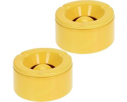 Stormasbak - 10x - terras asbakken - geel - 12 x 6 cm - Dolomiet kunststeen - Asbakken voor buiten - Tuin