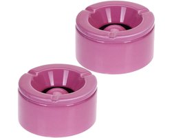 Stormasbak - 10x - terras asbakken - roze - 12 x 6 cm - Dolomiet kunststeen - Asbakken voor buiten - Tuin
