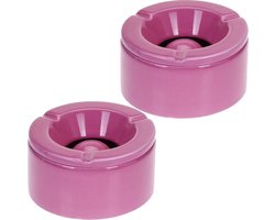 Stormasbak - 2x - terras asbakken - roze - 12 x 6 cm - Dolomiet kunststeen - Asbakken voor buiten - Tuin